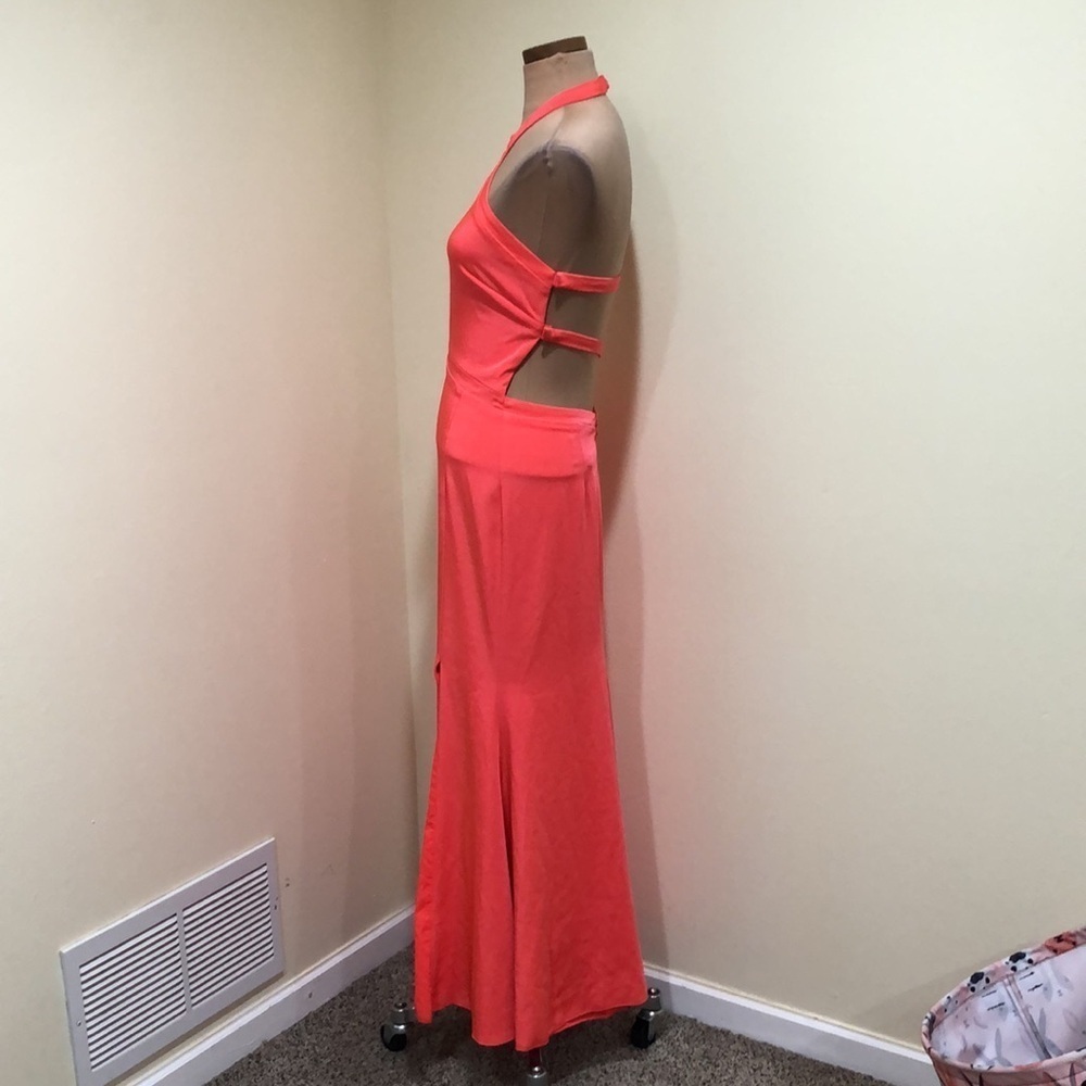 Love By Theia Gown Size 4 Coral Pink Cutout Formal Maxi Dress - Picture 4 of 10
